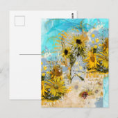 Carte Postale Dessous de verre de tournesols peints (Devant / Derrière)