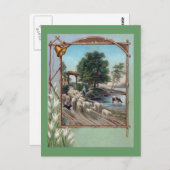 Carte Postale Destin de chien Mouton en bas du chemin (Devant / Derrière)