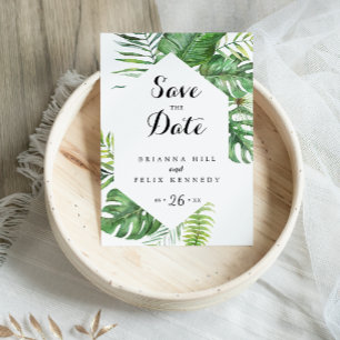 Carte Postale Destination Tropical Greenery Enregistrer la date