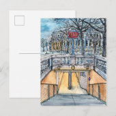 Carte Postale Destinations | Entrée du métro vintage aquarelle (Devant / Derrière)