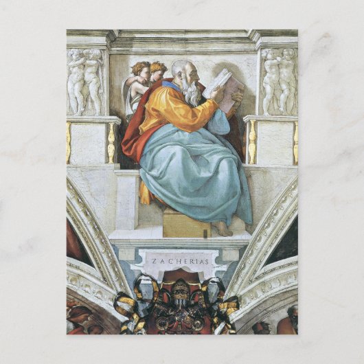 Carte Postale Détail du prophète Zacharias par Michel-Ange (Devant)