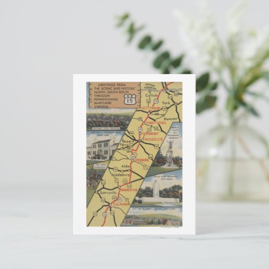 Carte postale détaillée de la route 15 (Debout devant)