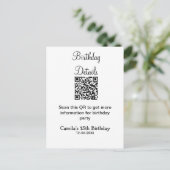 Carte Postale détails de fête d'anniversaire scan QR moderne 15 (Debout devant)