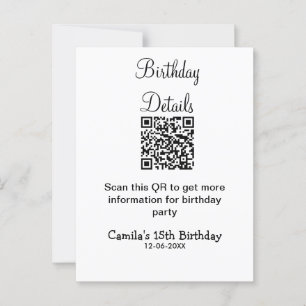 Carte Postale détails de fête d'anniversaire scan QR moderne 15 