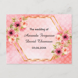 Carte Postale Détails de la réception de mariage floraux géométr