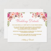 Carte Postale Détails du Mariage rose Floral Or Insérer une cart (Devant / Derrière)