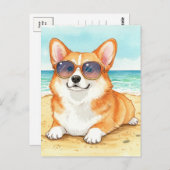 Carte postale d'été de plage d'océan de lunettes d (Devant / Derrière)