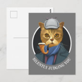 Carte Postale Détective Cat - Vous Jugez Silencieusement (Devant / Derrière)