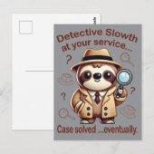 Carte Postale "Detective Sloth" Sloth Private Eye (Devant / Derrière)