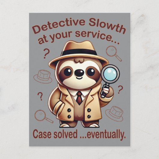 Carte Postale "Detective Sloth" Sloth Private Eye (Devant)