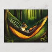 Carte Postale Détente d'écureuil dans un hamac dans la forêt (Devant)