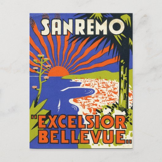 carte postale d'étiquette d'hôtel de sanremo (Devant)