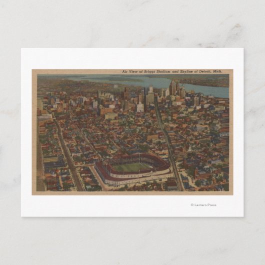 Carte Postale Detroit, MI - Stade de baseball Aerial Briggs (Devant)