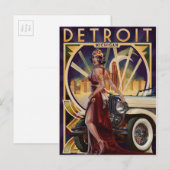 Carte Postale Detroit, Michigan | Ville automobile (Devant / Derrière)