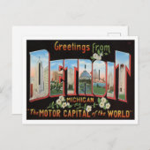 Carte postale Detroit, Michigan Vintage Big Letter (Devant / Derrière)