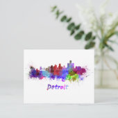 Carte Postale Detroit skyline in watercolor (Debout devant)