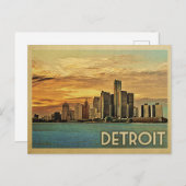 Carte postale Detroit Vintage voyage du Michigan (Devant / Derrière)