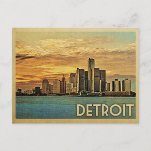 Carte postale Detroit Vintage voyage du Michigan