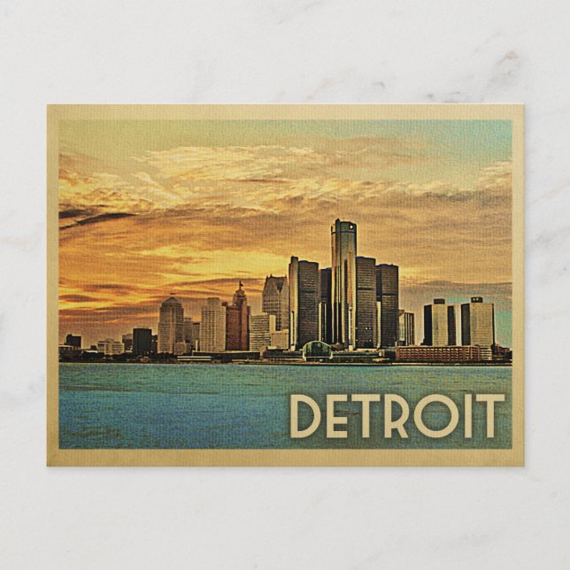 Carte postale Detroit Vintage voyage du Michigan (Devant)