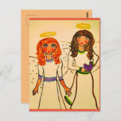 Carte Postale deux anges - art de Rosebeth (Devant / Derrière)