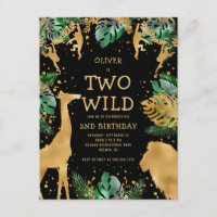 Deux ans sauvage Fête d'anniversaire Vert Or Noir