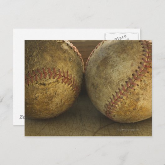 Carte Postale Deux baseballs antiques (Devant / Derrière)
