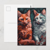 Carte Postale Deux Beaux Chats (Devant / Derrière)