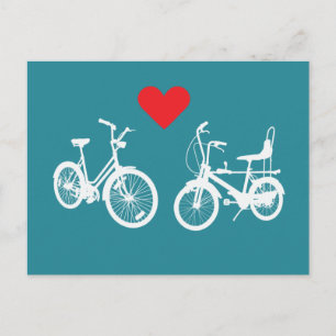 Carte Postale Deux beaux vélos vintages trouvent l'amour