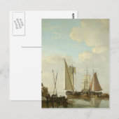Carte Postale Deux Boeiers et Chat sous voile par Jacob van Stri (Devant / Derrière)