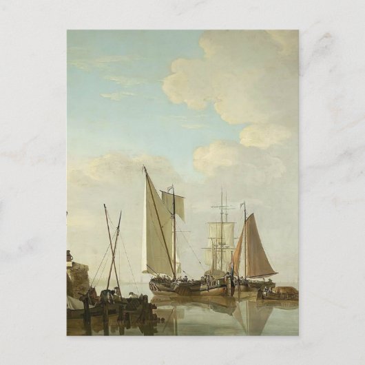 Carte Postale Deux Boeiers et Chat sous voile par Jacob van Stri (Devant)