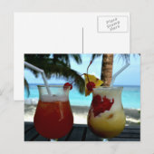Carte Postale Deux Boissons Tropicales De Fruits, Plage, Resort (Devant / Derrière)