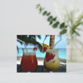 Carte Postale Deux Boissons Tropicales De Fruits, Plage, Resort (Debout devant)