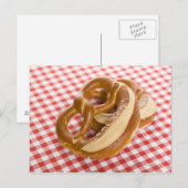 Carte Postale Deux bretzel sur à damiers nappe (Devant / Derrière)
