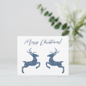 Carte Postale Deux Cerfs En Faux Blue Parties scintillant Look E (Debout devant)