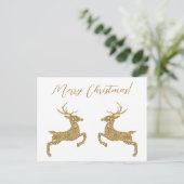 Carte Postale Deux Cerfs En Faux Parties scintillant Jaune Avec (Debout devant)