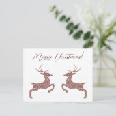 Carte Postale Deux Cerfs En Faux Rose Gold Rose Parties scintill (Debout devant)