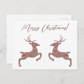 Carte Postale Deux Cerfs En Faux Rose Gold Rose Parties scintill (Devant / Derrière)