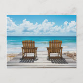 Carte Postale Deux chaises de plage en vue de la mer (Devant)