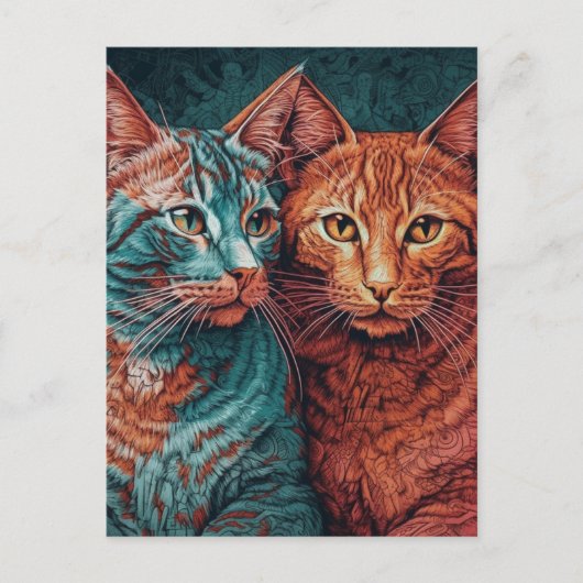 Carte Postale Deux chats (Devant)