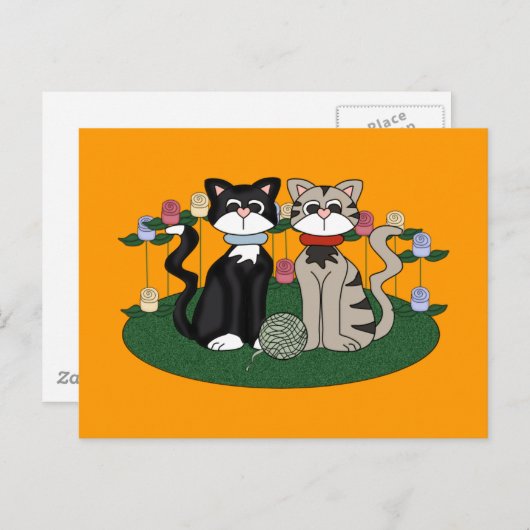 Carte Postale Deux chats (Devant / Derrière)