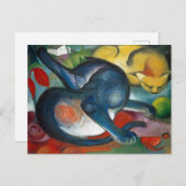 Carte Postale Deux chats, bleu et jaune par Franz Marc (1912) (Devant / Derrière)