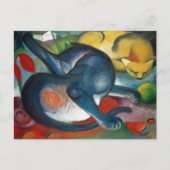 Carte Postale Deux chats, bleu et jaune par Franz Marc (1912) (Devant)