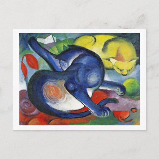 Carte Postale Deux chats Blue Yellow Franz Marc (Devant)
