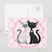 Carte Postale Deux chats mignons en amour (Devant / Derrière)