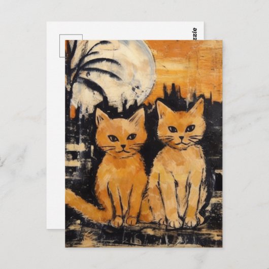 Carte Postale Deux chats orange Médias mixtes (Devant / Derrière)