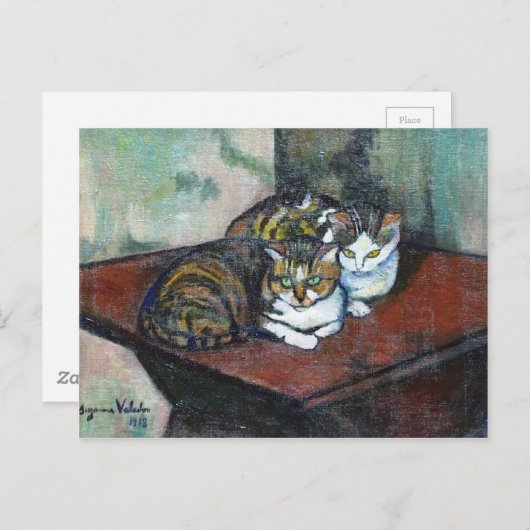 Carte Postale Deux chats par Suzanne Valadon (Devant / Derrière)