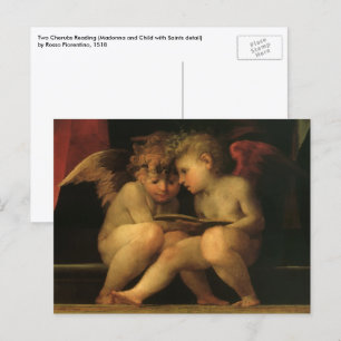 Carte Postale Deux chérubins lisant par Rosso Fiorentino, Anges