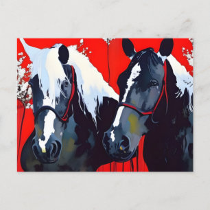 Carte Postale Deux chevaux