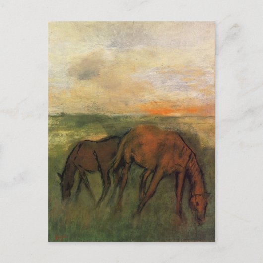 Carte Postale Deux chevaux dans un pâturage par Edgar Degas (Devant)