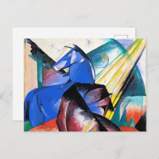 Carte Postale Deux chevaux rouges et bleus de Franz Marc (Devant / Derrière)